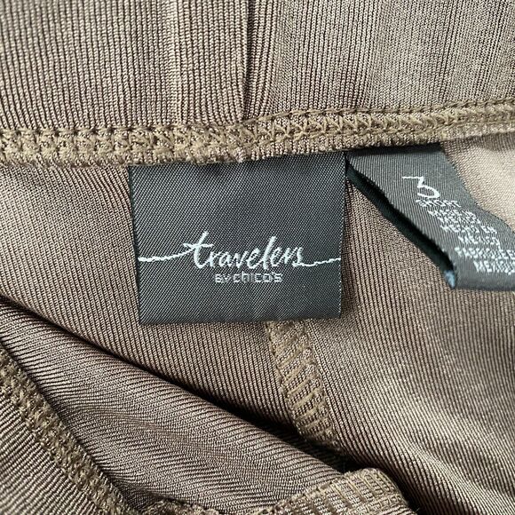 Chicos Traveler Pants 3 Women XL Slinky Brown Pull On Wide Leg Lagenlook Hippie - Picture 6 of 10